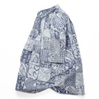 Reyn Spooner Short Sleeve Button-Down Hawaiian Aloha Shirt Patchwork Tile Print Blue/White 100% Cotton Size M