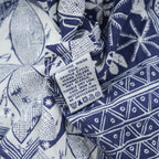 Reyn Spooner Short Sleeve Button-Down Hawaiian Aloha Shirt Patchwork Tile Print Blue/White 100% Cotton Size M
