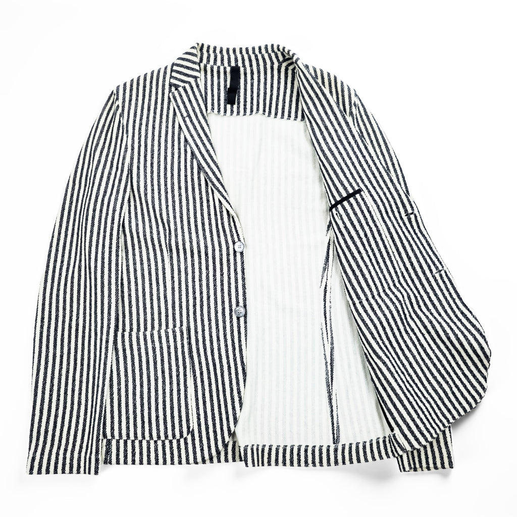 HARRIS WHARF LONDON Italian Made Cotton Pile Striped Tailored Jacket Summer Jacket Blazer 48 C8Z22PDS