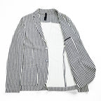 HARRIS WHARF LONDON Italian Made Cotton Pile Striped Tailored Jacket Summer Jacket Blazer 48 C8Z22PDS