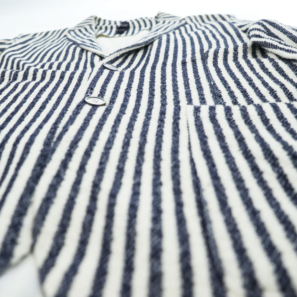 HARRIS WHARF LONDON Italian Made Cotton Pile Striped Tailored Jacket Summer Jacket Blazer 48 C8Z22PDS