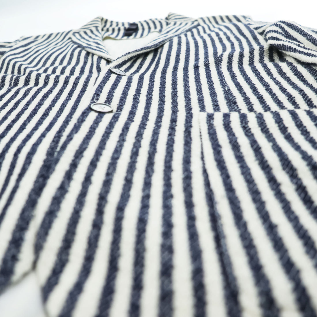 HARRIS WHARF LONDON Italian Made Cotton Pile Striped Tailored Jacket Summer Jacket Blazer 48 C8Z22PDS