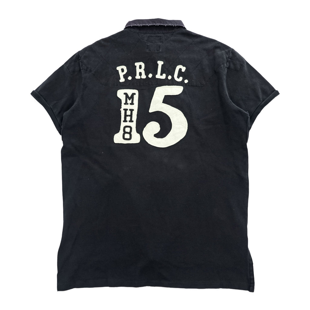 Polo Ralph Lauren ポロシャツ L ブラック 鹿の子 エンブレム ナンバリング ワッペン