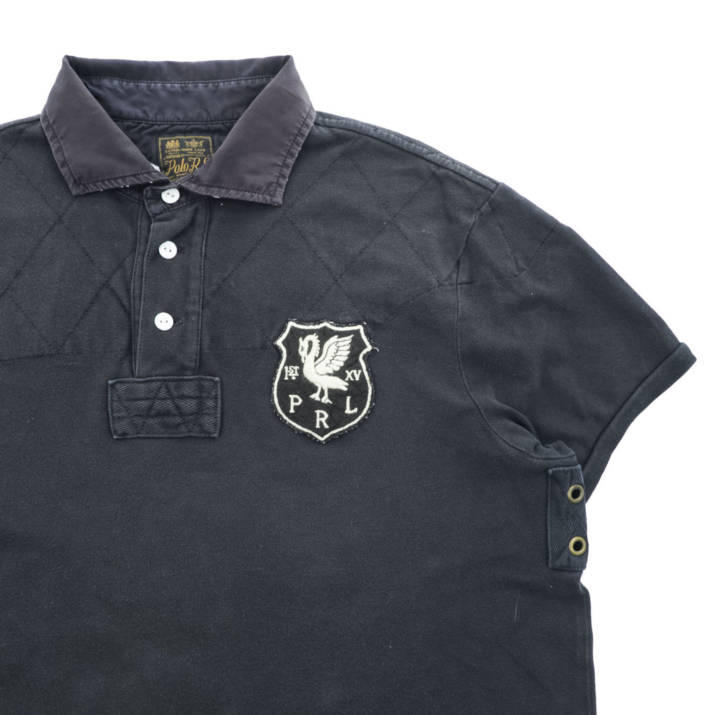 Polo Ralph Lauren ポロシャツ L ブラック 鹿の子 エンブレム ナンバリング ワッペン
