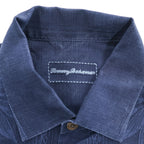 Tommy Bahama Short Sleeve Shirt Navy slub/linen-look, tonal floral vertical panels, coconut-style buttons