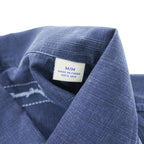 Tommy Bahama Short Sleeve Shirt Navy slub/linen-look, tonal floral vertical panels, coconut-style buttons