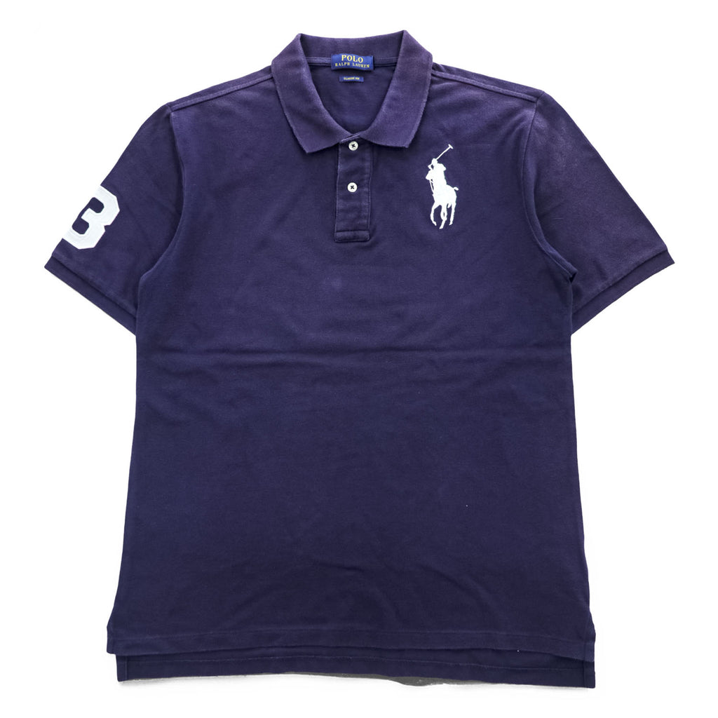 Polo Ralph Lauren 鹿の子 ビッグポニー 刺繍 ポロシャツ CLASSIC FIT ネイビー