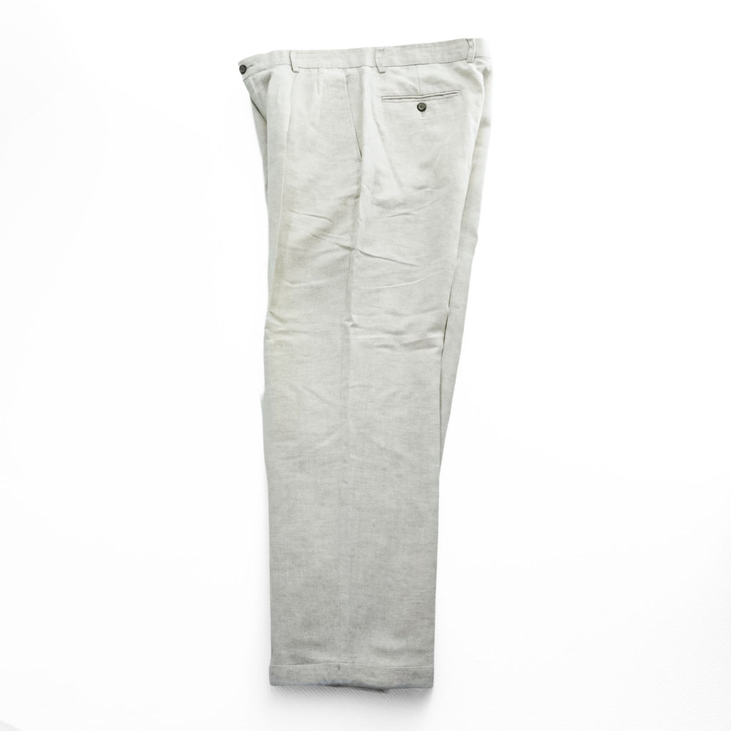 Claiborne (Liz Claiborne) Linen-Cotton Trousers Off-White Center-Press W34 L30