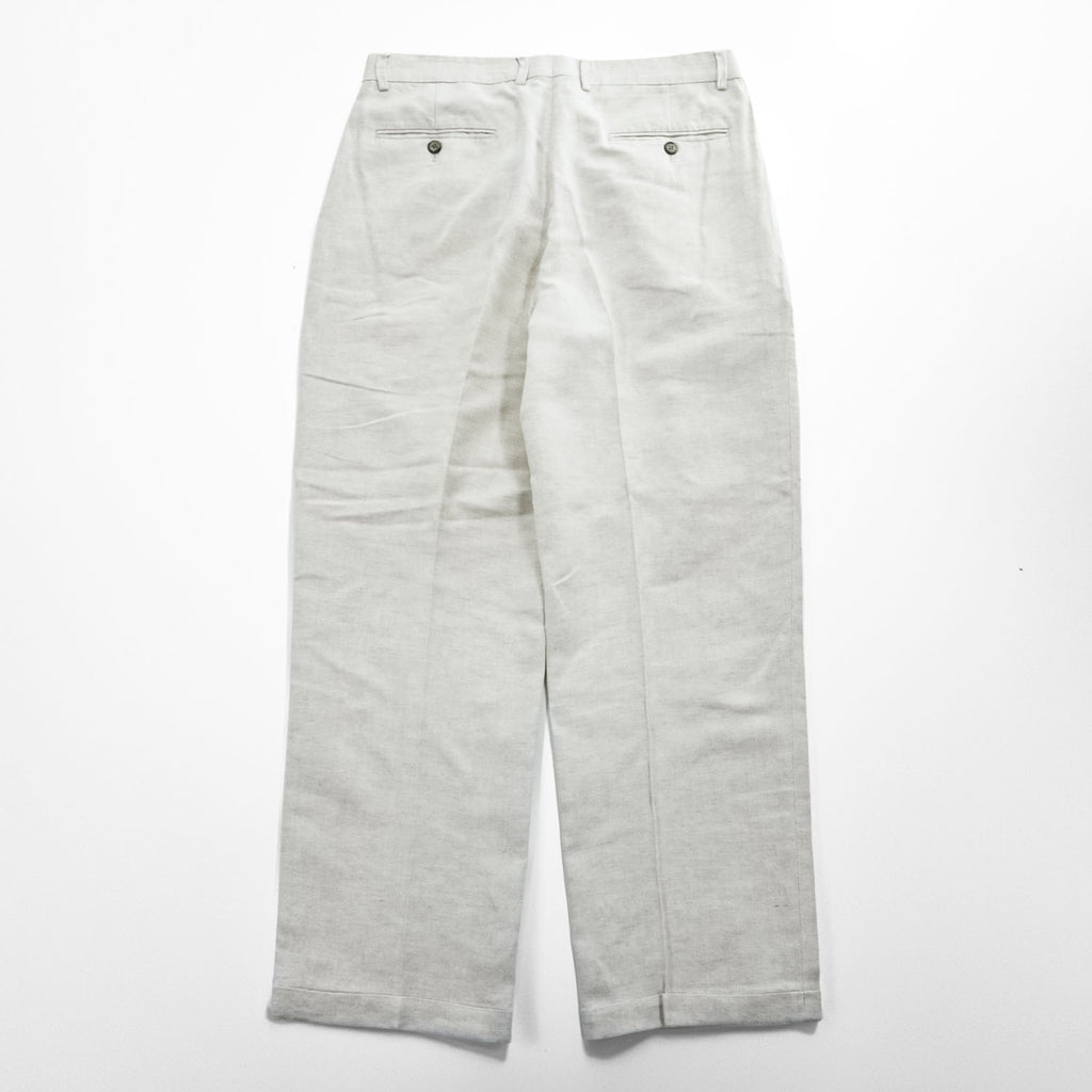 Claiborne (Liz Claiborne) Linen-Cotton Trousers Off-White Center-Press W34 L30