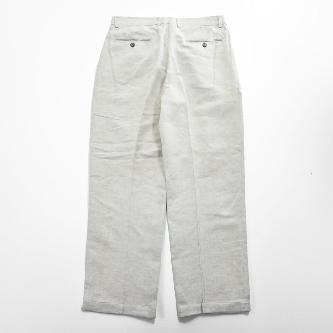 Claiborne (Liz Claiborne) Linen-Cotton Trousers Off-White Center-Press W34 L30