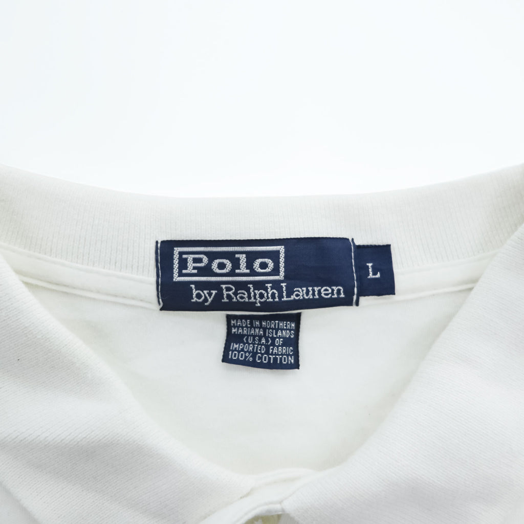 Polo Ralph Lauren 90年代 ポロシャツ L ホワイト スモールポニー ロゴ 刺繍 コットン