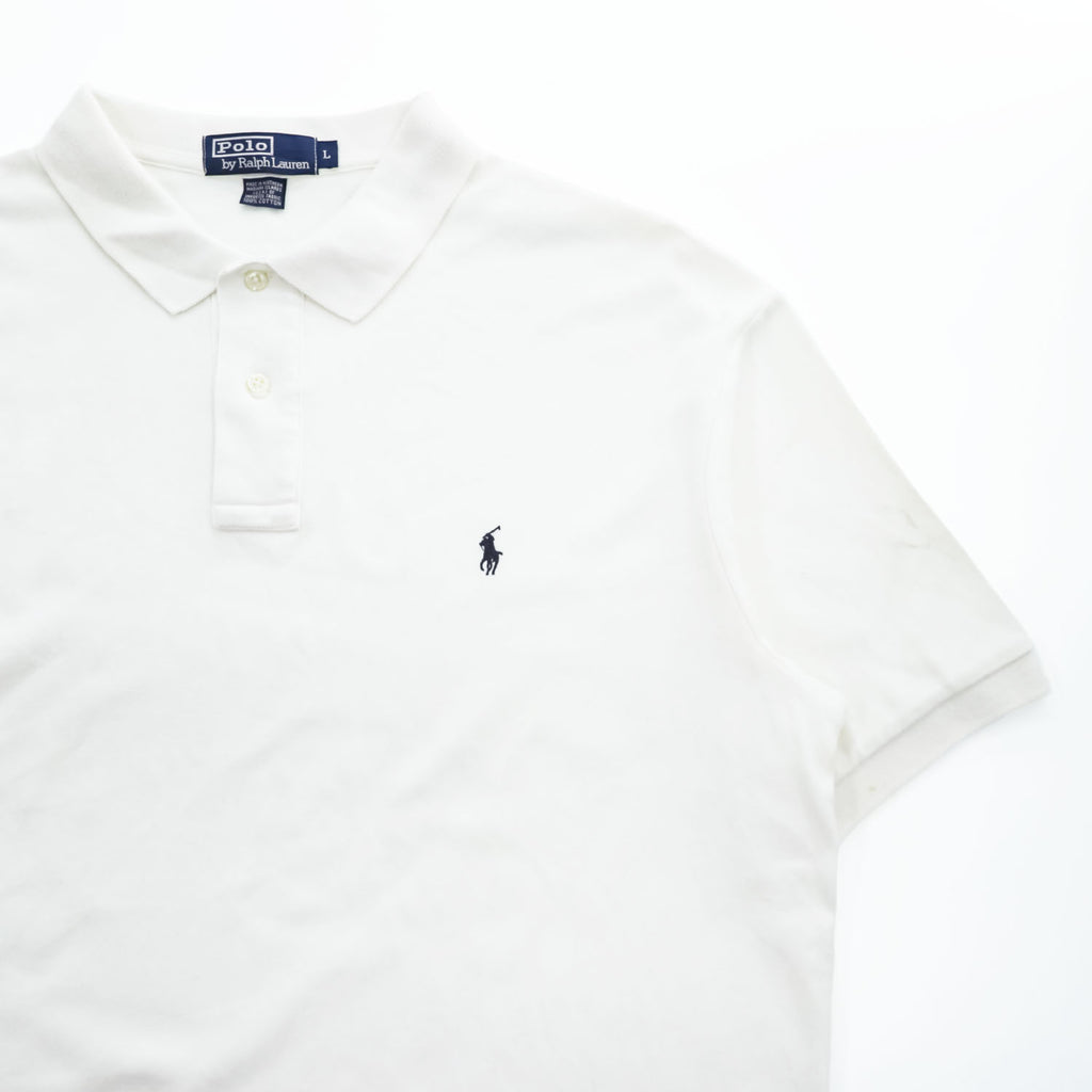 Polo Ralph Lauren 90年代 ポロシャツ L ホワイト スモールポニー ロゴ 刺繍 コットン