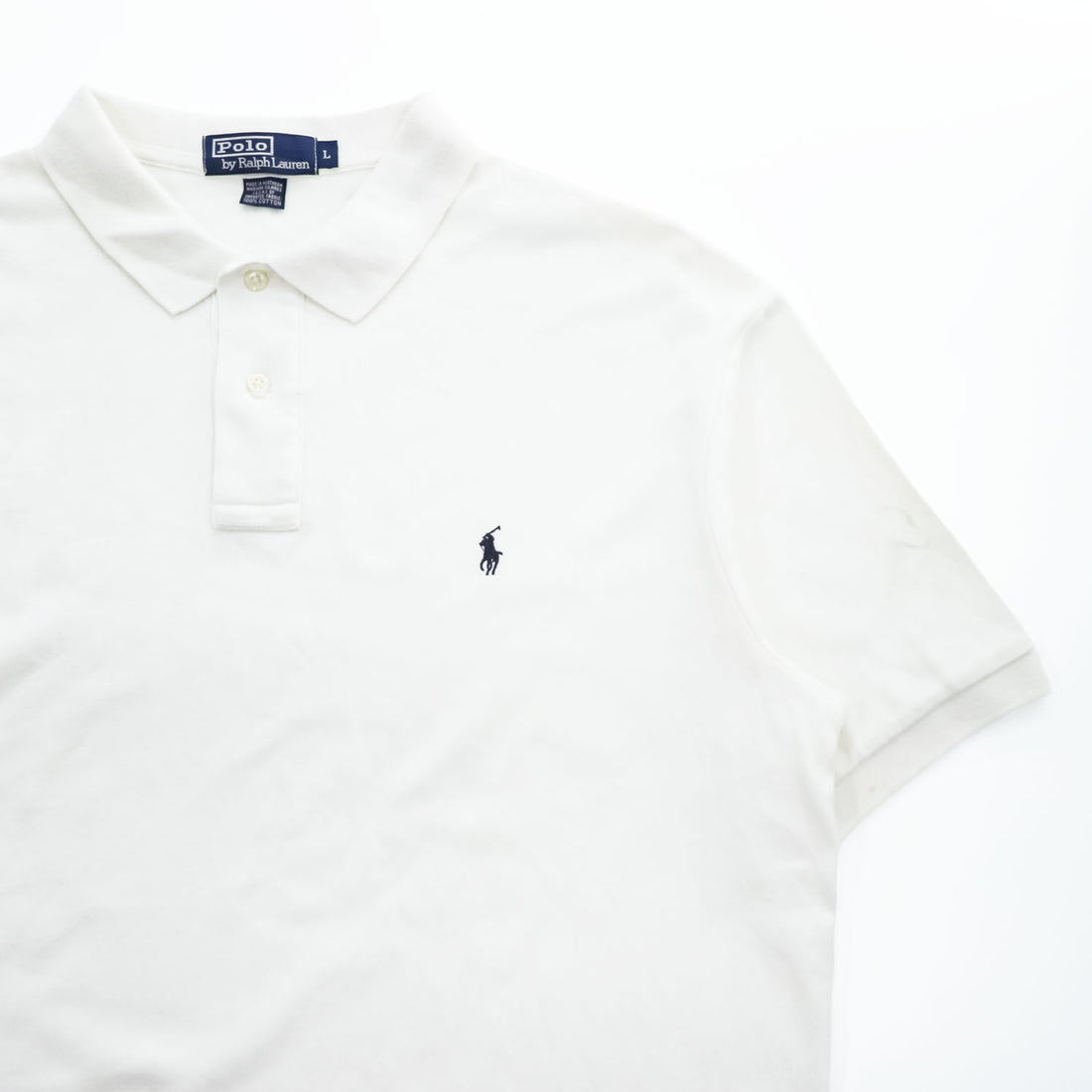Polo Ralph Lauren 90年代 ポロシャツ L ホワイト スモールポニー ロゴ 刺繍 コットン
