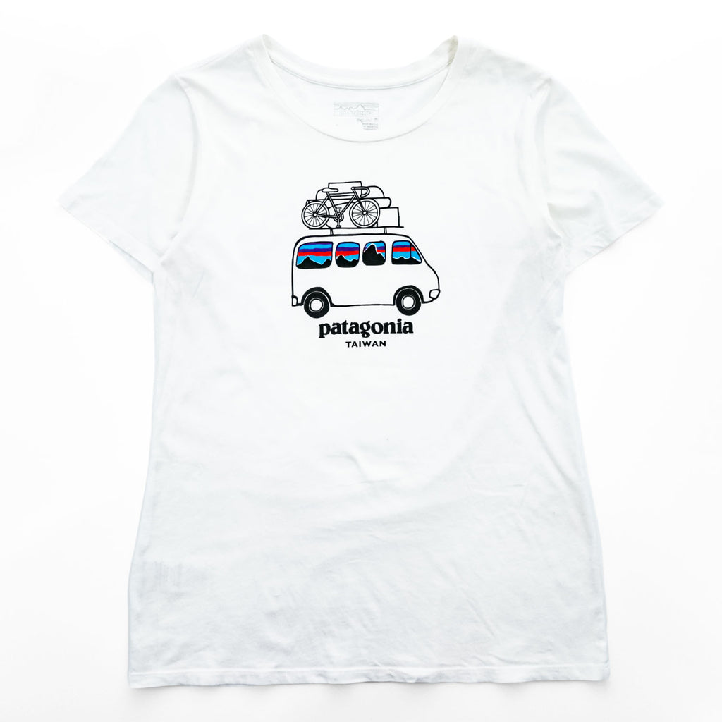 Patagonia USA-Made T-Shirt, Size S, Fitzroy Paddle Van White, Printed, Regular Fit, Taiwan 39326