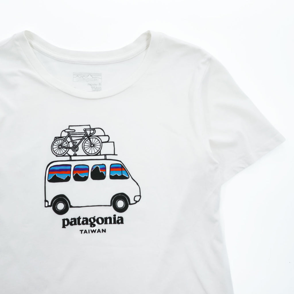 Patagonia USA-Made T-Shirt, Size S, Fitzroy Paddle Van White, Printed, Regular Fit, Taiwan 39326