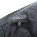 Emporio Armani 7V1PN8 trousers black cotton-blend tapered pleated button-fly side-zip pockets back welt zip EA metal logo cuff 2021 EU52