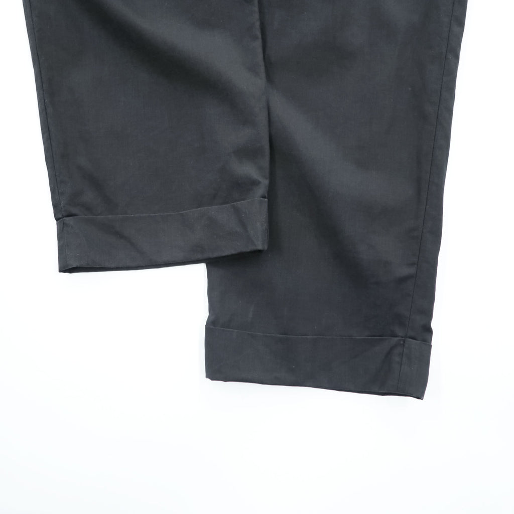 Emporio Armani 7V1PN8 trousers black cotton-blend tapered pleated button-fly side-zip pockets back welt zip EA metal logo cuff 2021 EU52