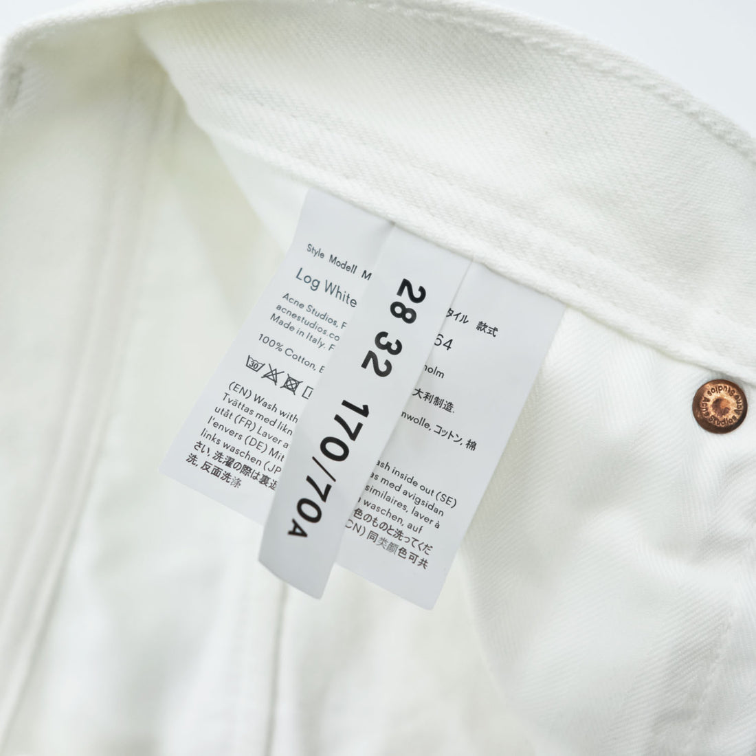 Acne Studios Bla Konst Jeans Log White 5-pocket Button Fly 100% Cotton White Size 28/32