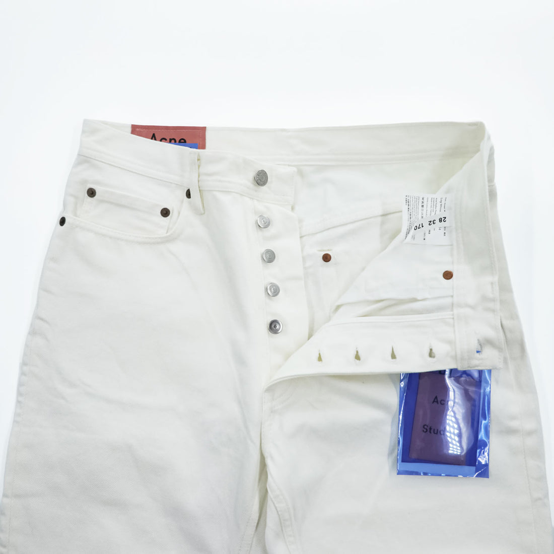 Acne Studios Bla Konst Jeans Log White 5-pocket Button Fly 100% Cotton White Size 28/32