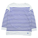 ORCIVAL Mariniere / Breton Shirt White × Blue Shield Crest Embroidered Hem Side ORCIVAL Tag Cotton 100% Made in France Size 6