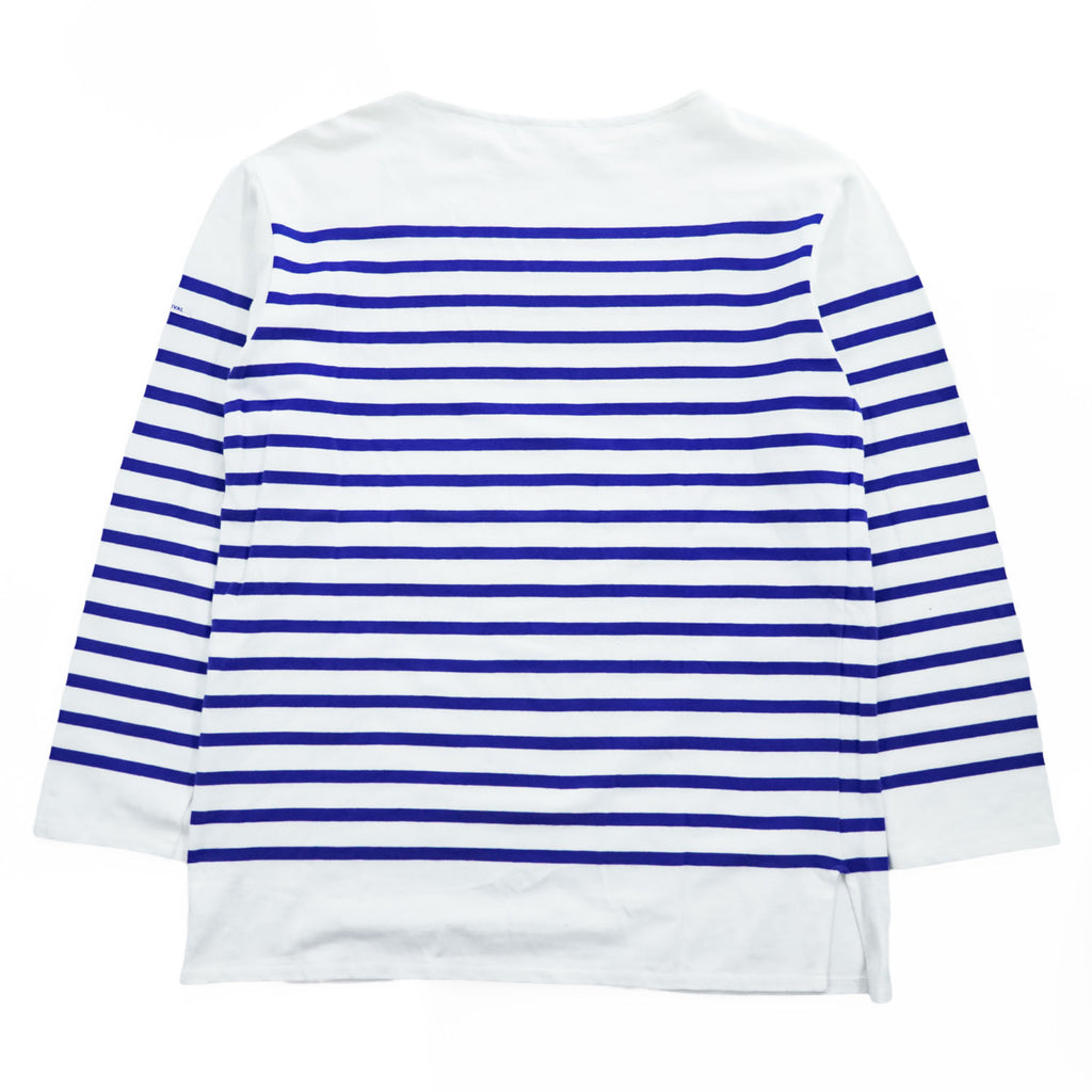 ORCIVAL Mariniere / Breton Shirt White × Blue Shield Crest Embroidered Hem Side ORCIVAL Tag Cotton 100% Made in France Size 6