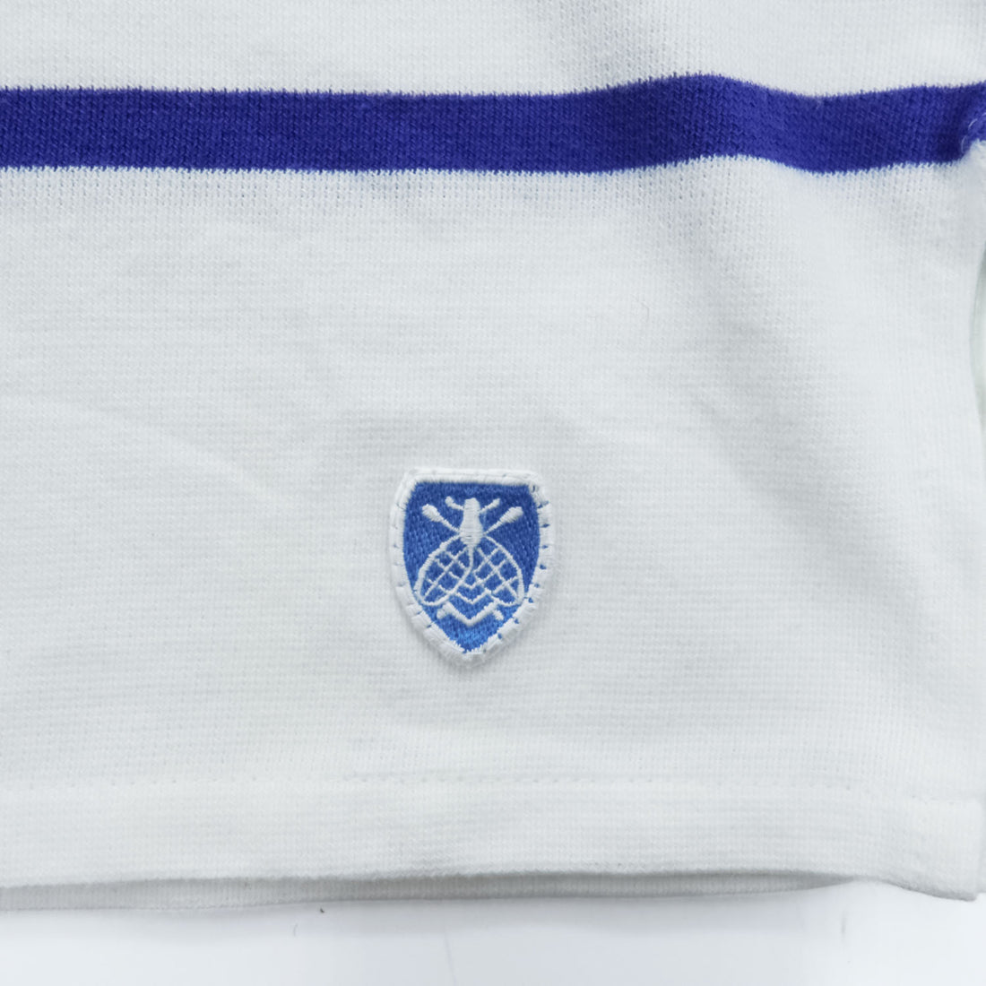 ORCIVAL Mariniere / Breton Shirt White × Blue Shield Crest Embroidered Hem Side ORCIVAL Tag Cotton 100% Made in France Size 6