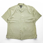 Nat Nast Luxury Originals 90s Vintage short sleeve 100% silk camp collar shirt sage green embroidered crest L