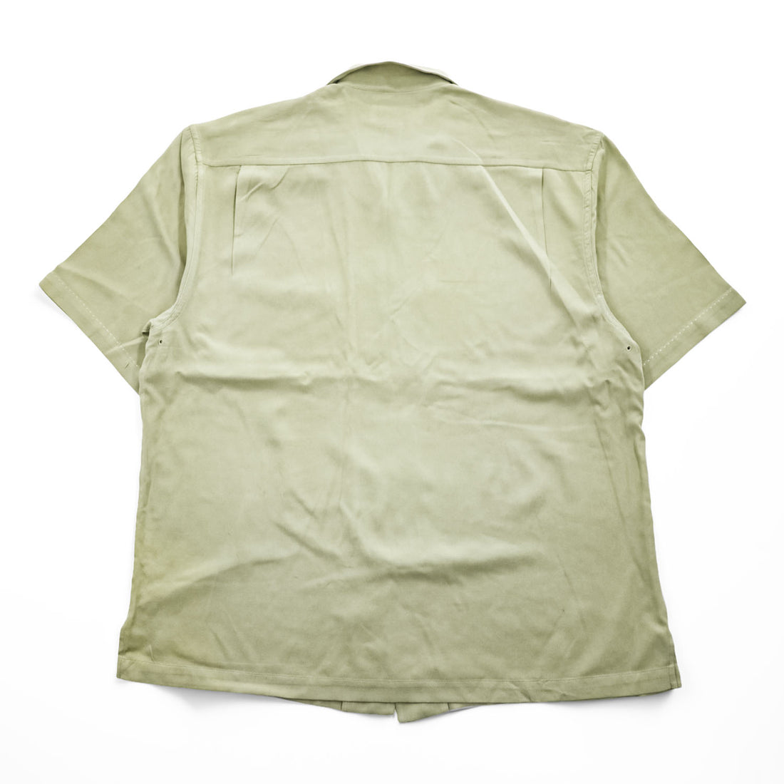 Nat Nast Luxury Originals 90s Vintage short sleeve 100% silk camp collar shirt sage green embroidered crest L