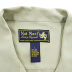 Nat Nast Luxury Originals 90s Vintage short sleeve 100% silk camp collar shirt sage green embroidered crest L