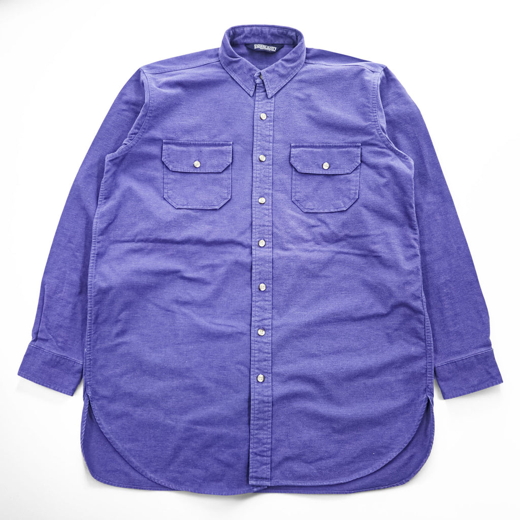Lands' End 90s USA Made Vintage Two-Pocket Long Sleeve Shirt Purple Brushed Cotton Curved Hem Oversized Made in USA Size Unknown