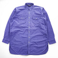 Lands' End 90s USA Made Vintage Two-Pocket Long Sleeve Shirt Purple Brushed Cotton Curved Hem Oversized Made in USA Size Unknown