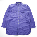 Lands' End 90s USA Made Vintage Two-Pocket Long Sleeve Shirt Purple Brushed Cotton Curved Hem Oversized Made in USA Size Unknown