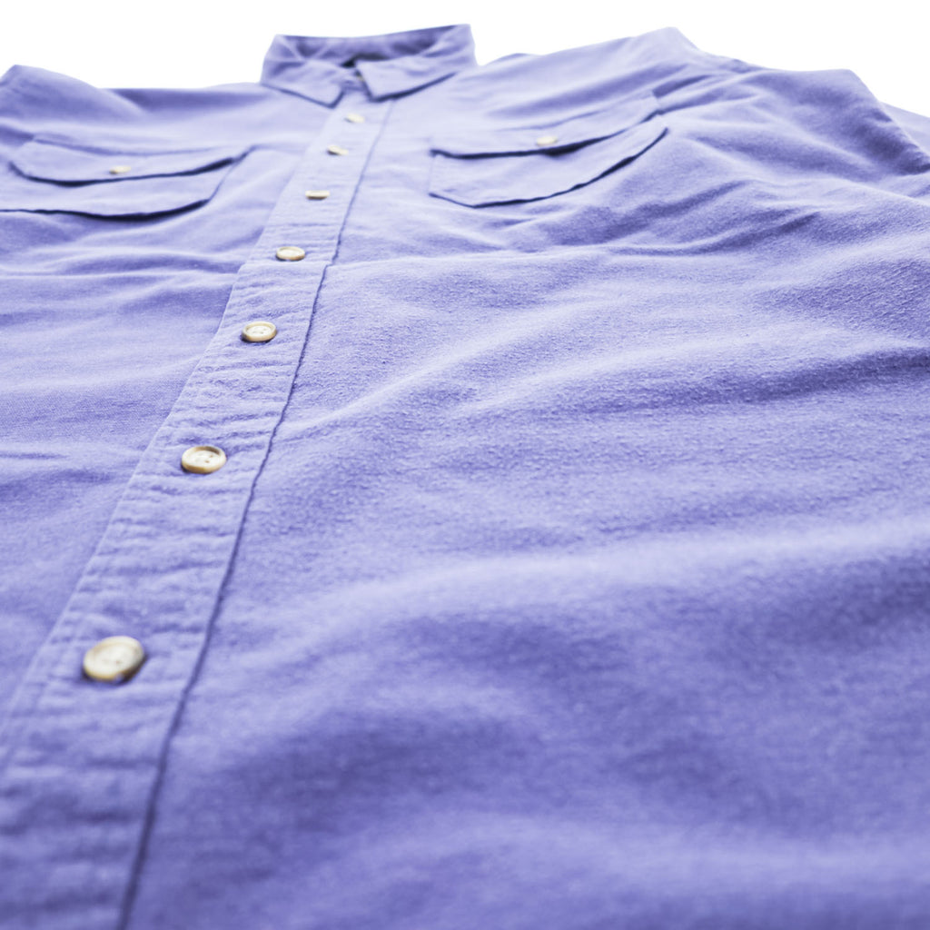 Lands' End 90s USA Made Vintage Two-Pocket Long Sleeve Shirt Purple Brushed Cotton Curved Hem Oversized Made in USA Size Unknown