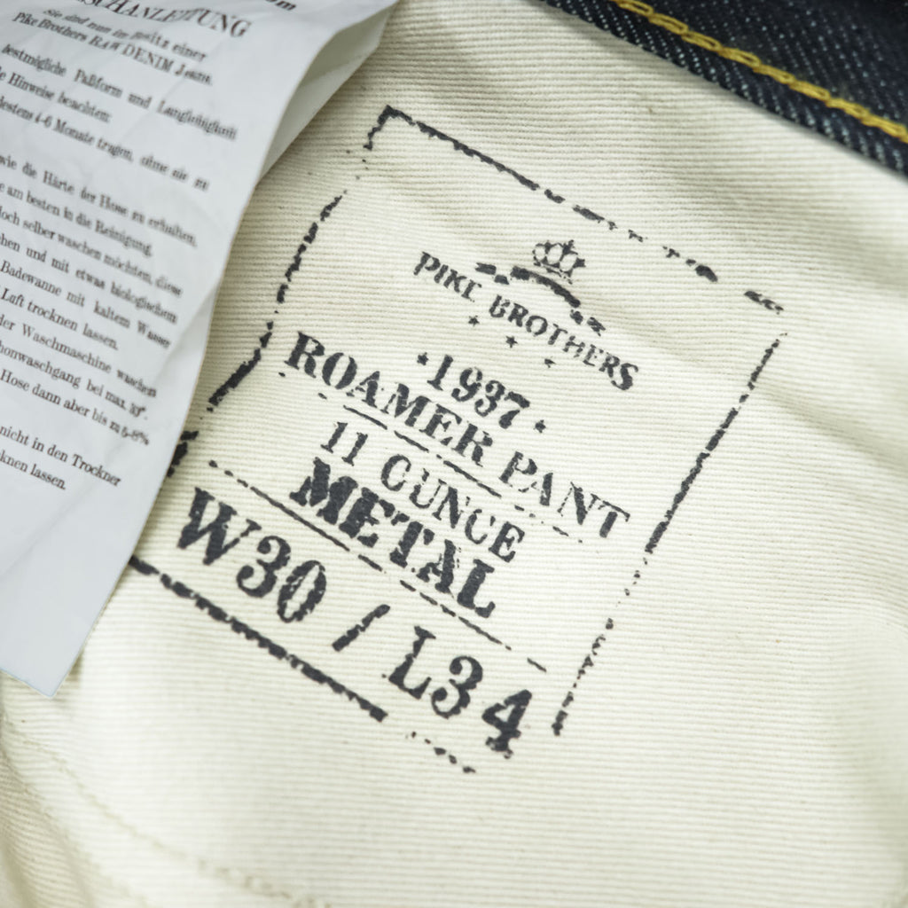 PIKE BROTHERS デニムパンツ 11oz selvedge ジーンズ 1937 Roamer Pant シンチバック サスペンダーボタン リジッド 濃紺 トルコ製