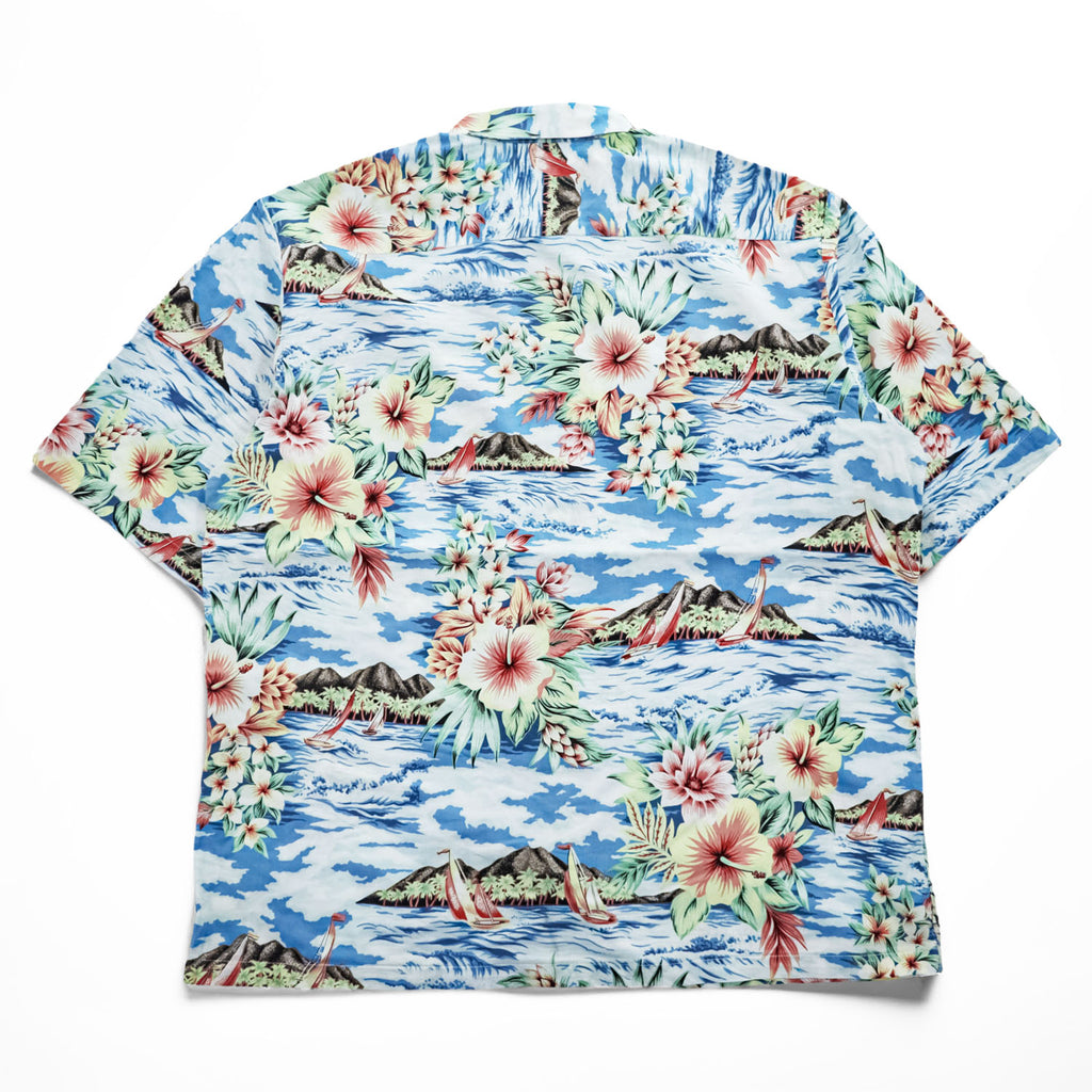 Reyn Spooner 90s Vintage Short-Sleeve Shirt, Size L, Blue/Green Patterned, JOE KEALOHA'S