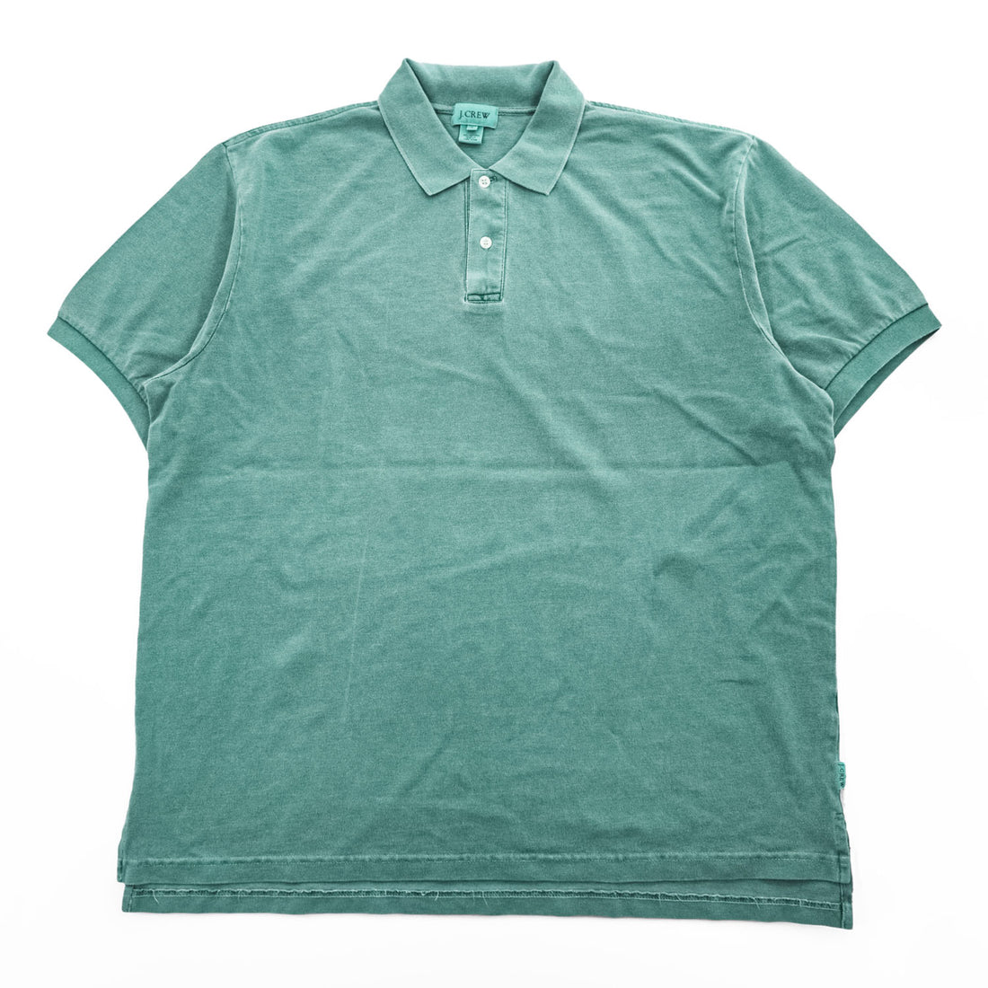 J.CREW 90年代 USA製 ヴィンテージ ポロシャツ L グリーン ヴィンテージ加工 鹿の子