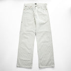 Sugar Cane & Co. Painter/Carpenter Pants White Navy Dot Pinstripe Cotton Denim Work Straight Rivets Leather Patch W30 L32