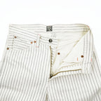 Sugar Cane & Co. Painter/Carpenter Pants White Navy Dot Pinstripe Cotton Denim Work Straight Rivets Leather Patch W30 L32