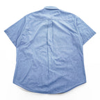 Woolrich 90s USA Made Vintage short sleeve chambray shirt light blue 100% cotton button-down chest flap pockets x2 back box pleat Made in USA XL