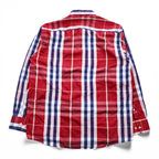 BURBERRY 英国製 ボタンダウン 長袖 ノバチェック シャツ XL CUSTOM FIT レッド 胸ポケット イギリス製