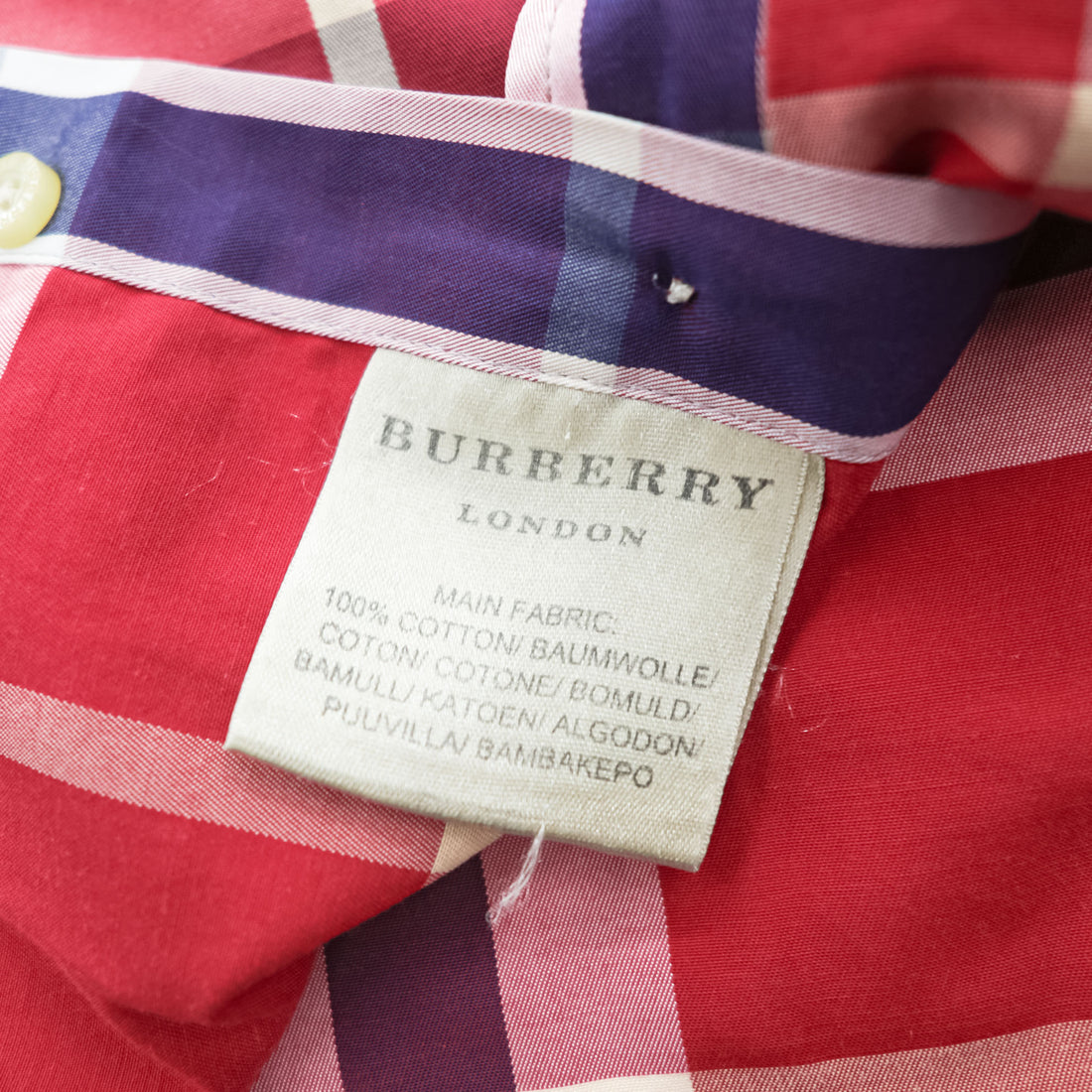 BURBERRY 英国製 ボタンダウン 長袖 ノバチェック シャツ XL CUSTOM FIT レッド 胸ポケット イギリス製
