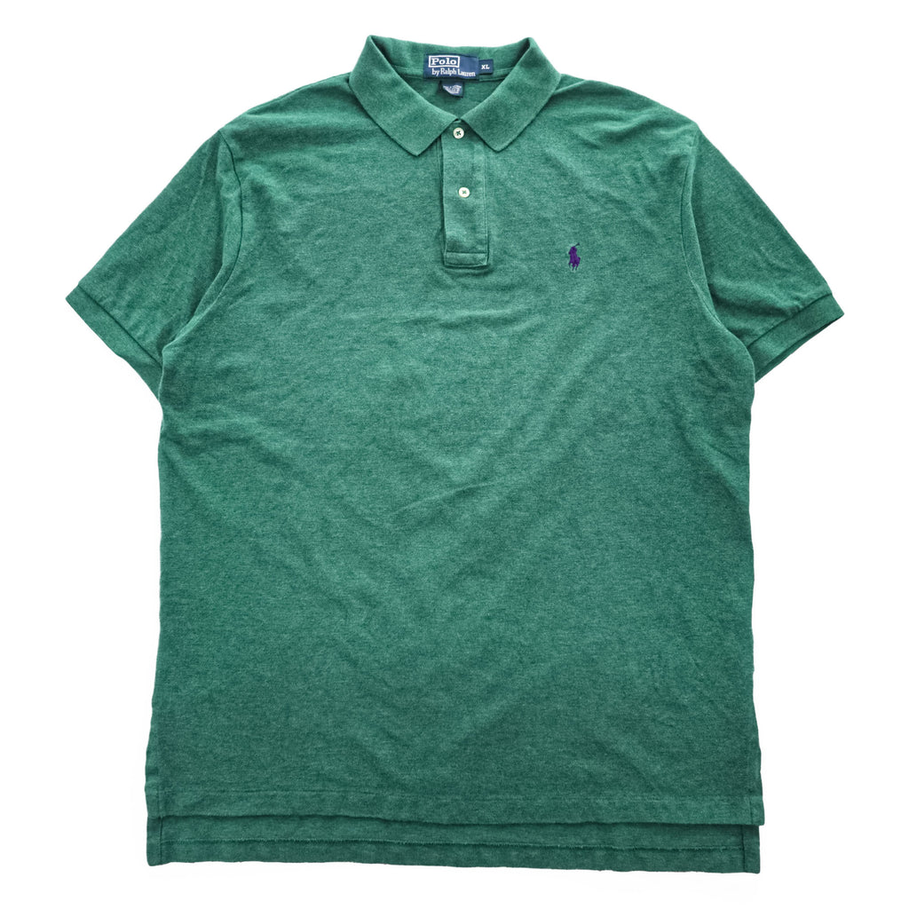 Polo Ralph Lauren 90年代 ヴィンテージ ポロシャツ XL グリーン 刺繍 スモールポニー ロゴ 鹿の子