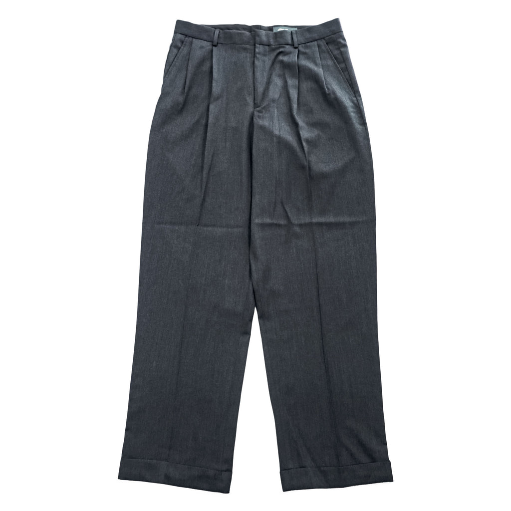 Eddie Bauer 00年代 ヴィンテージ ワイド 2タック スラックス パンツ L グレー プリーツ ダブルカフス