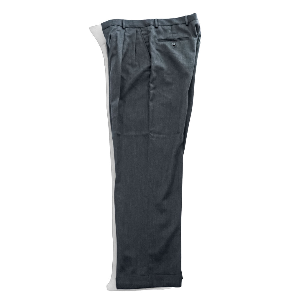 Eddie Bauer 00年代 ヴィンテージ ワイド 2タック スラックス パンツ L グレー プリーツ ダブルカフス