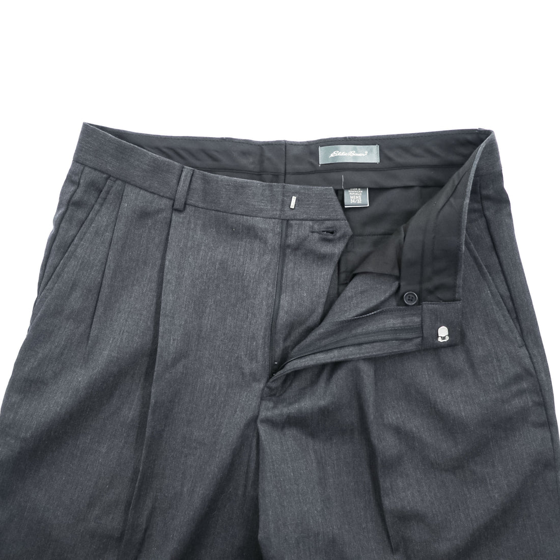 Eddie Bauer 00年代 ヴィンテージ ワイド 2タック スラックス パンツ L グレー プリーツ ダブルカフス