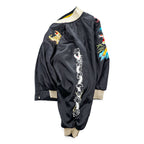 JAPAN 90s Vintage Sukajan souvenir jacket リバーシブル スカジャン L ブラック 刺繍 キルティング 虎 富士山 龍 鷲