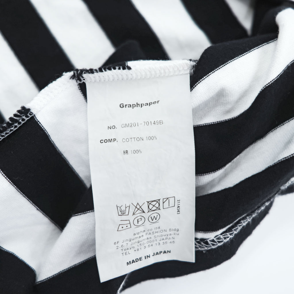 Graphpaper 日本製 BORDER S/S POCKET TEE ボーダー ポケット Tシャツ M ホワイト ブラック GM201-70149B