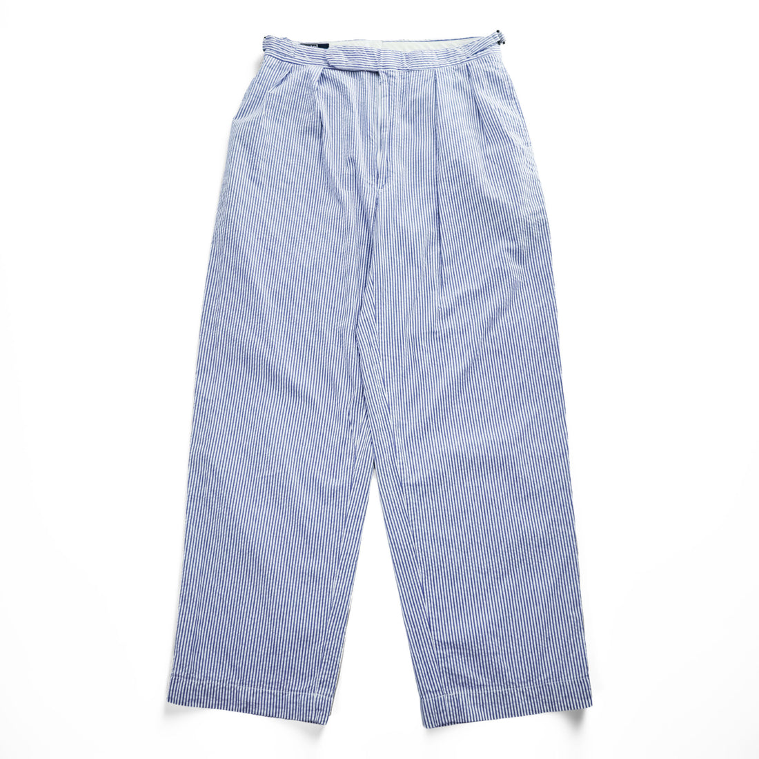 Polo Ralph Lauren 90年代 USA製 ヴィンテージ シアサッカー ワイド スラックス パンツ M ストライプ 2タック サイドアジャスト