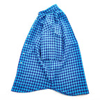 Brooks Brothers 346 半袖 リネン チェックシャツ L ブルー 麻100% ボタンダウン