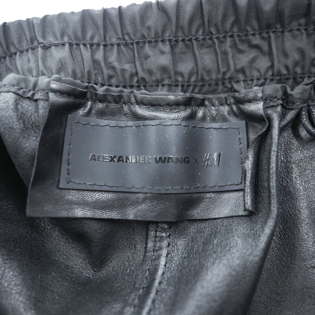 ALEXANDER WANG × H&M サイドスナップ レザー トレーニングパンツ M ブラック サイドスリット スナップボタン イージーパンツ